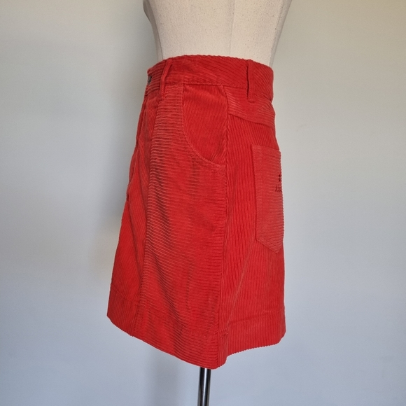 Afends Gemini Red Mixed Corduroy Cotton Mini Skirt Size 12 - Picture 3 of 11
